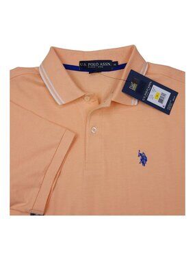 U.S. Polo Assn. Mens Peach Polo Shirt Medium Cotton Short Sleeve